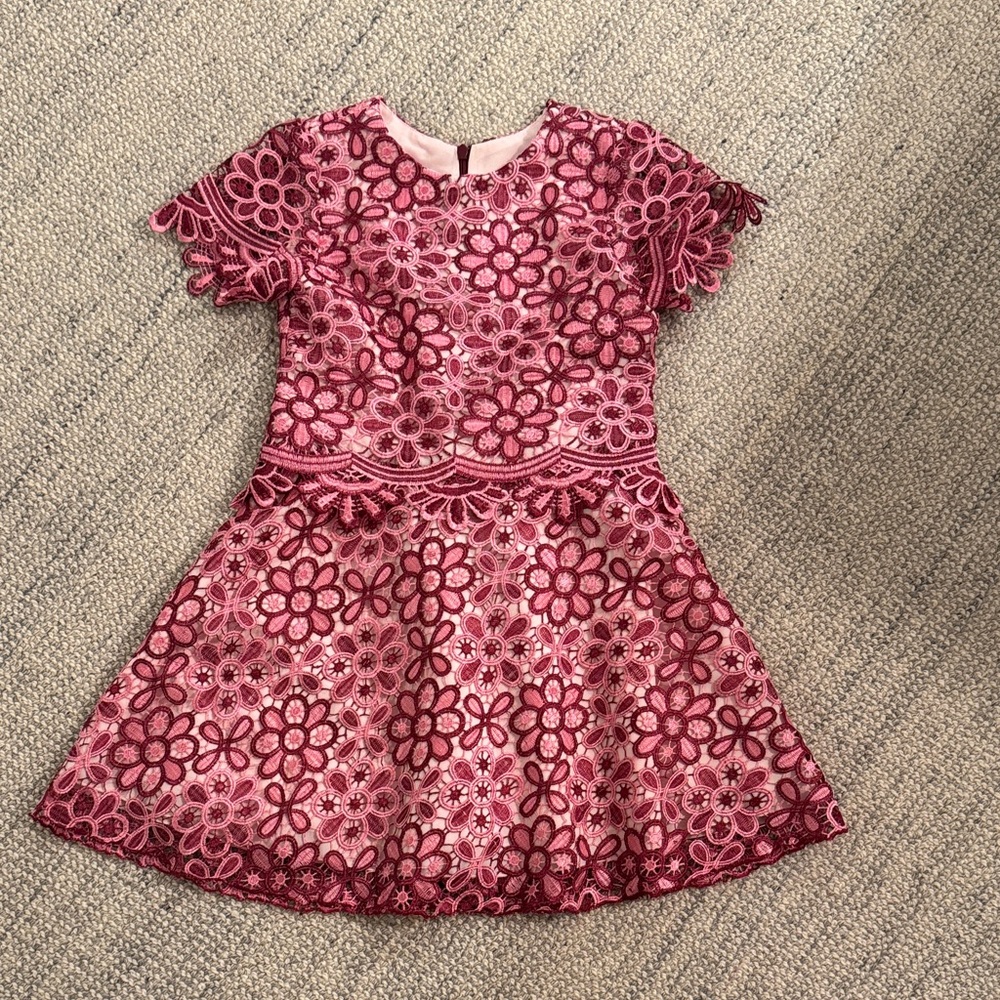 Zoe Ltd Rose Red Floral Lace Kids Dress